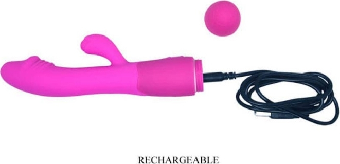 Vibrator Iepuras Prettylove Snappy, 30 Moduri Vibratii, Silicon, USB, Violet, 19.5 cm