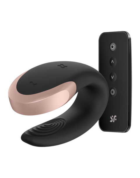 Vibrator Double Love Remote Control Bluetooth Silicon USB Negru Free APP