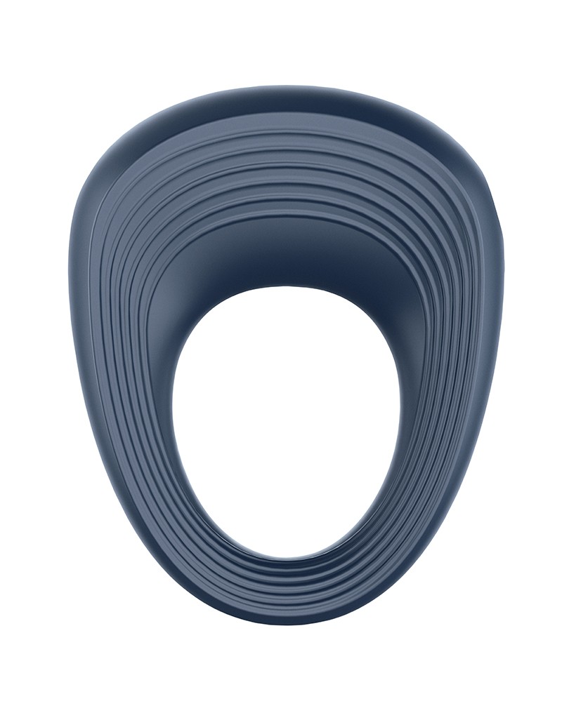 Inel de Penis Power Ring 10 Moduri Vibratii Silicon USB Albastru Satisfyer