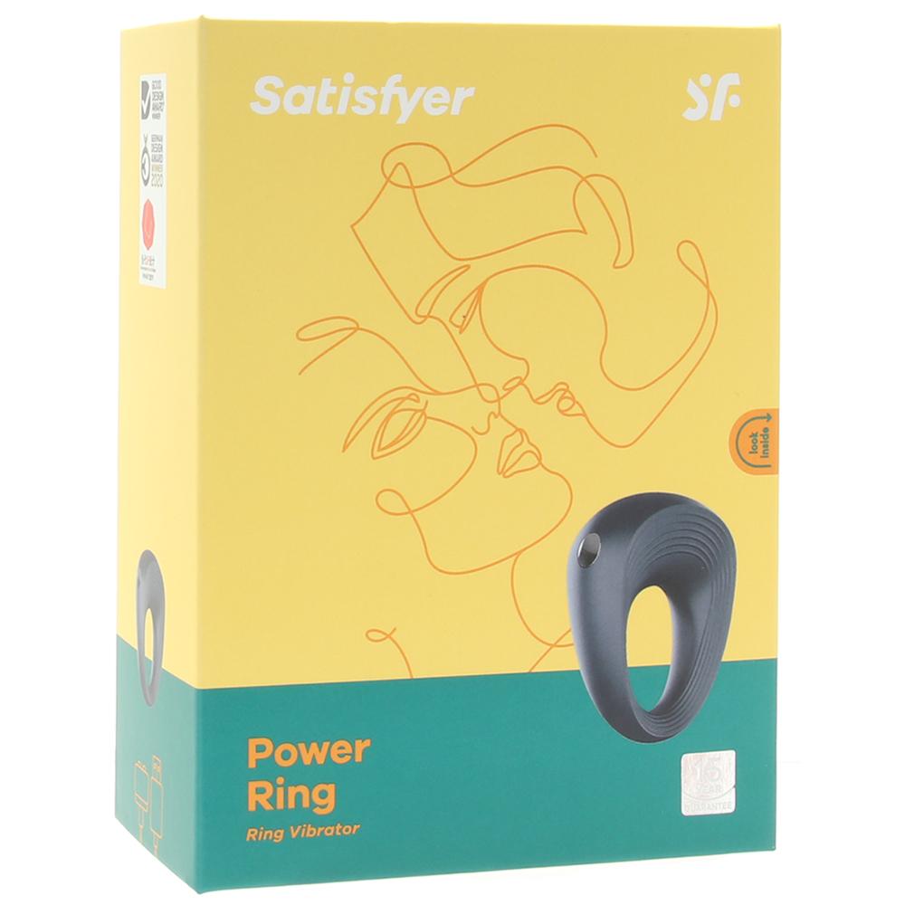 Inel de Penis Power Ring 10 Moduri Vibratii Silicon USB Albastru Satisfyer