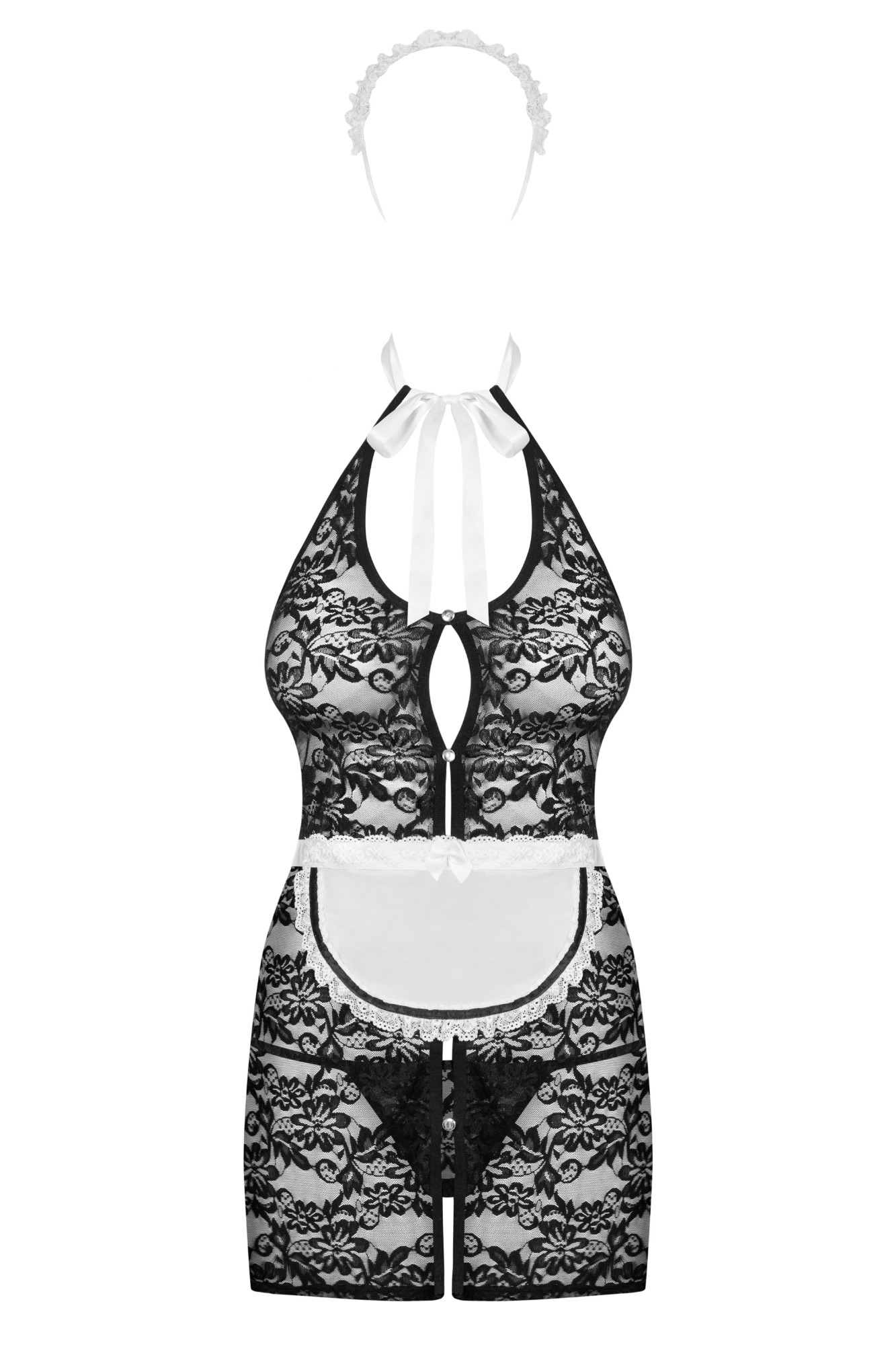 Costumatie Sexy Servegirl Negru/Alb S/M