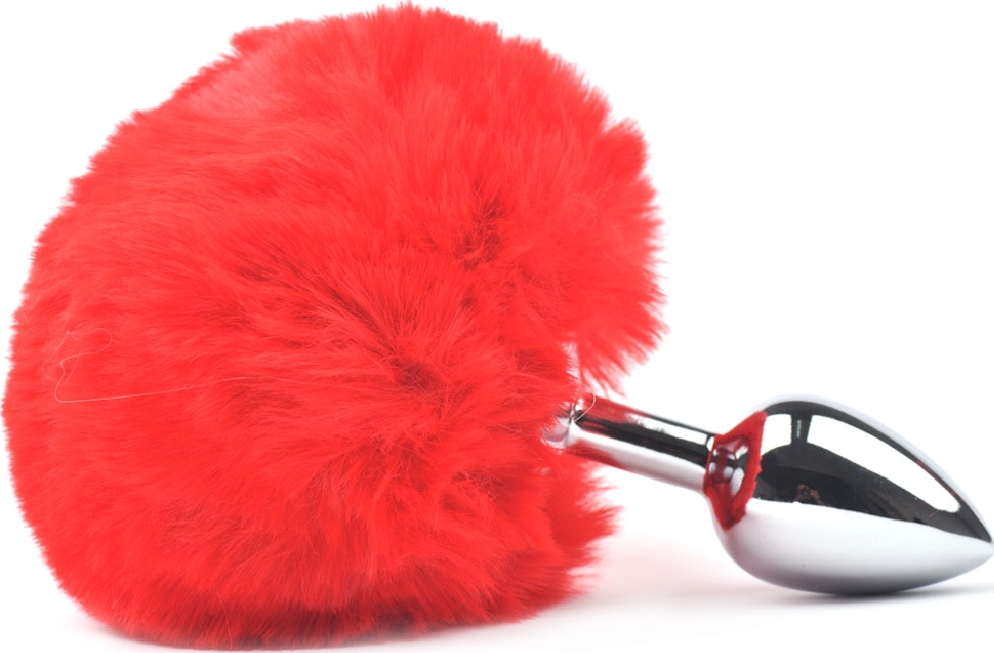 Dop Anal Bunny Buttplug, Small, Argintiu/Rosu, Passion Labs, Mystery