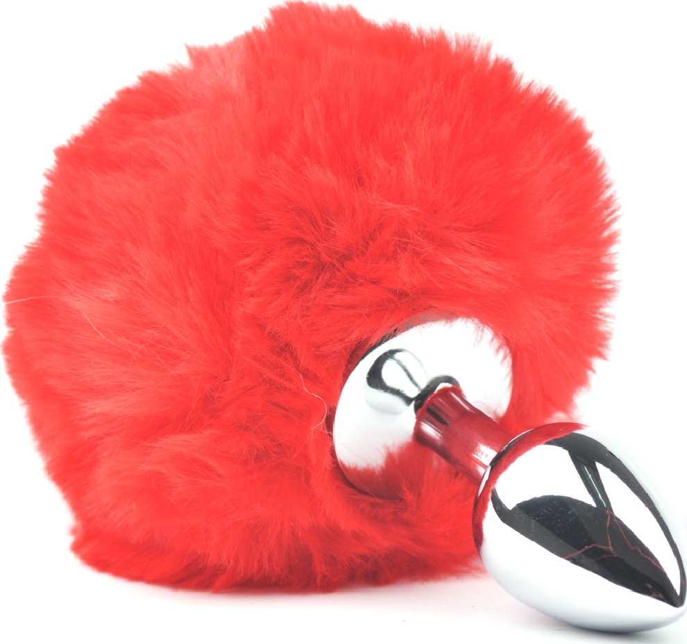 Dop Anal Bunny Buttplug, Small, Argintiu/Rosu, Passion Labs, Mystery