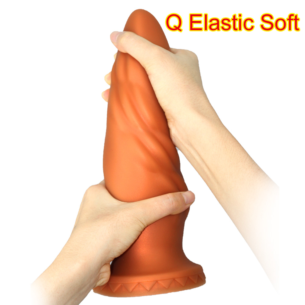 Dildo Tentus Large, Silicon Lichid, Auriu, 21 cm, Mokko Toys