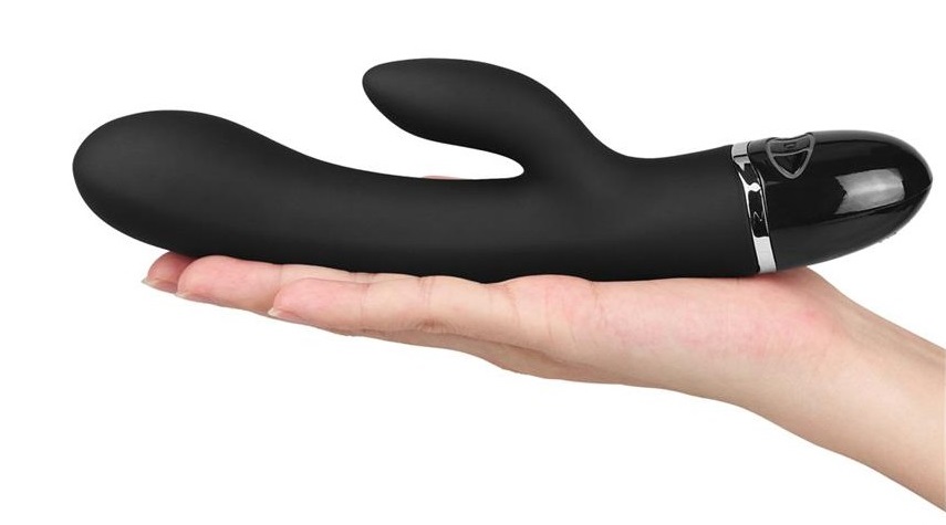 Vibrator Rabbit O-Sensual Clit Duo Climax 7 Moduri Vibratii Silicon USB Negru 22 cm