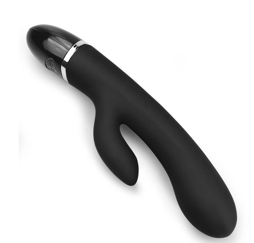 Vibrator Rabbit O-Sensual Clit Duo Climax 7 Moduri Vibratii Silicon USB Negru 22 cm