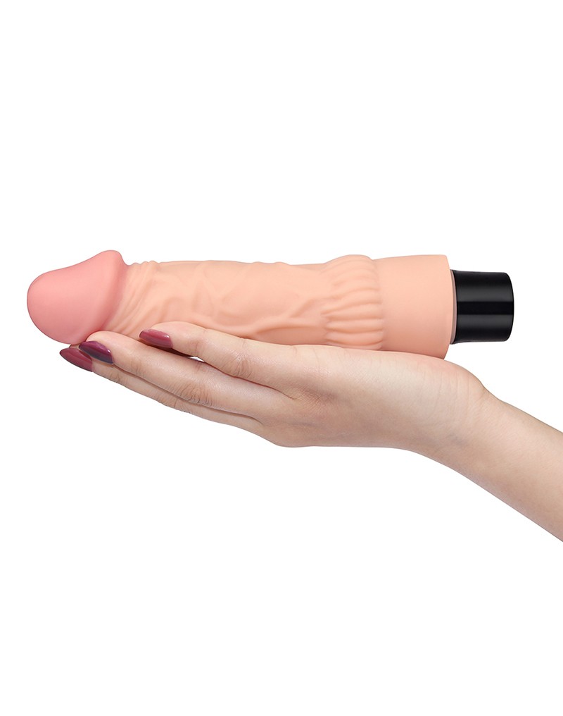 Vibrator Realist Real Softee, 10 Moduri Vibratii, TPE, Natural, 20 cm