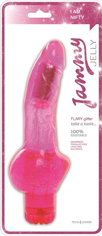 Vibrator Flary Glitter, Multispeed, PVC, Roz, 22 cm