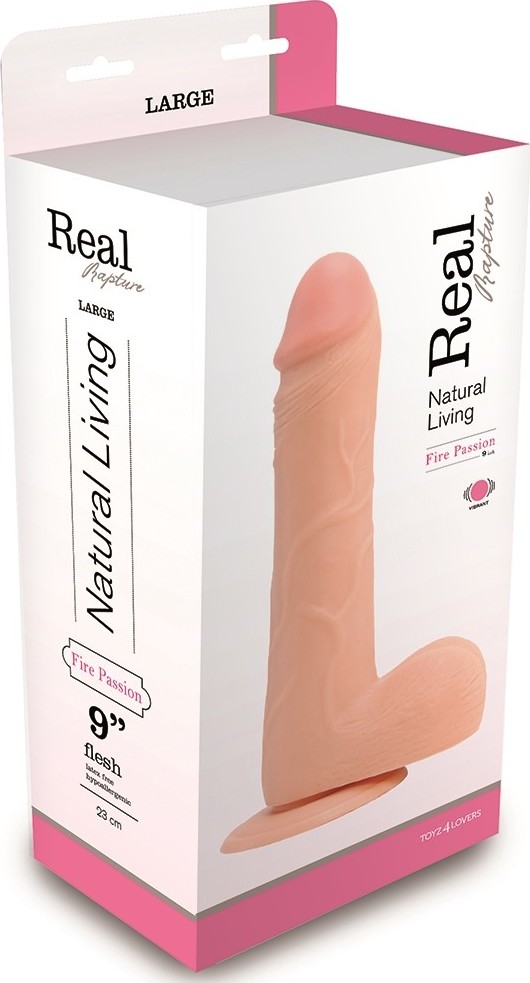 Vibrator cu Ventuza Real Rapture 9, PVC, Natural, 26 cm