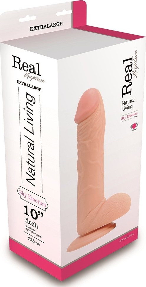 Vibrator cu Ventuza Real Rapture Emotii Adanci, Multispeed, PVC, Natural, 28.5 cm